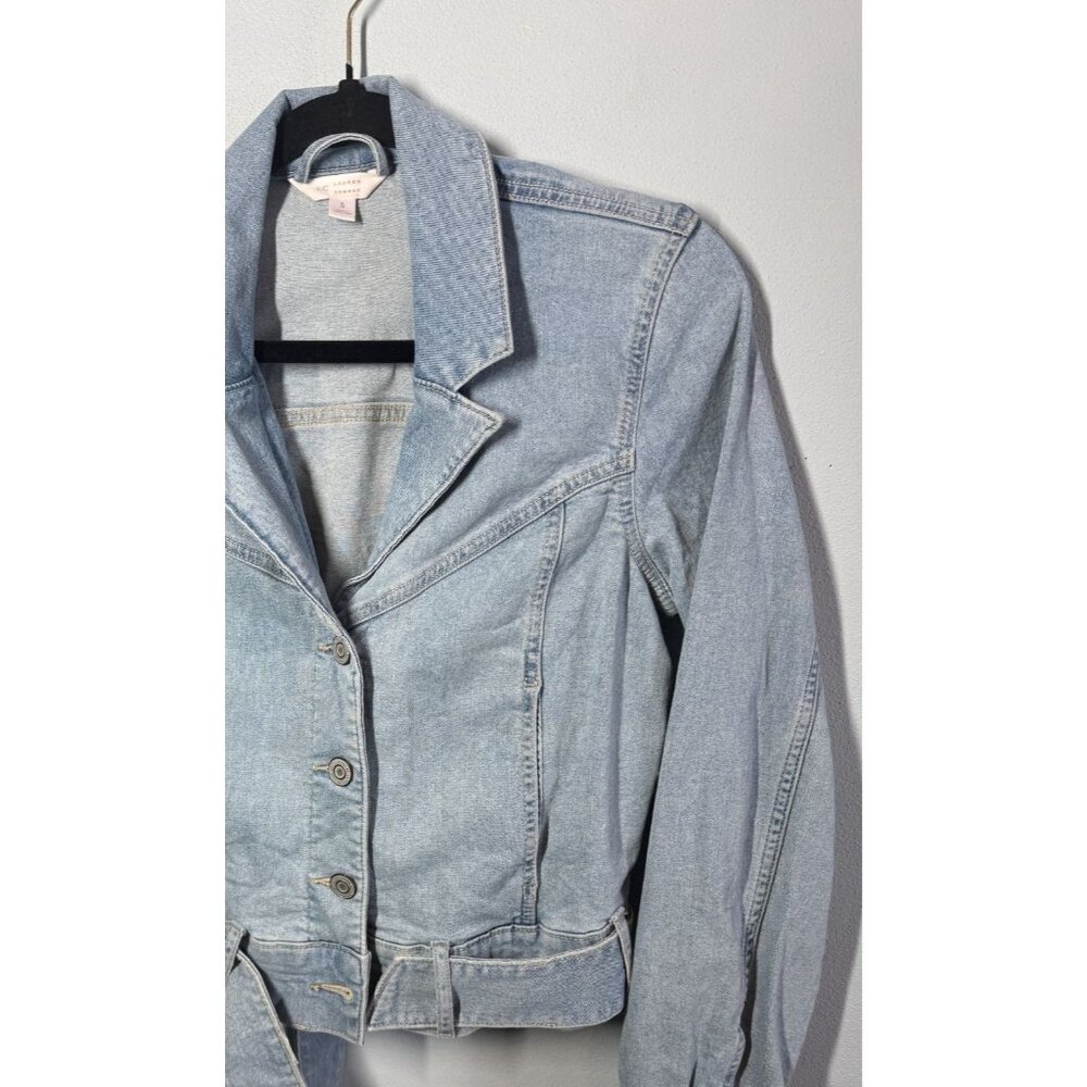 LC Lauren Conrad Jean Jacket Size Small Light Wash Belted Hem Cropped - Picture 6 of 10
